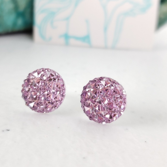 Lavender Acrylic Druzy Stud Earrings - Picture 7 of 7